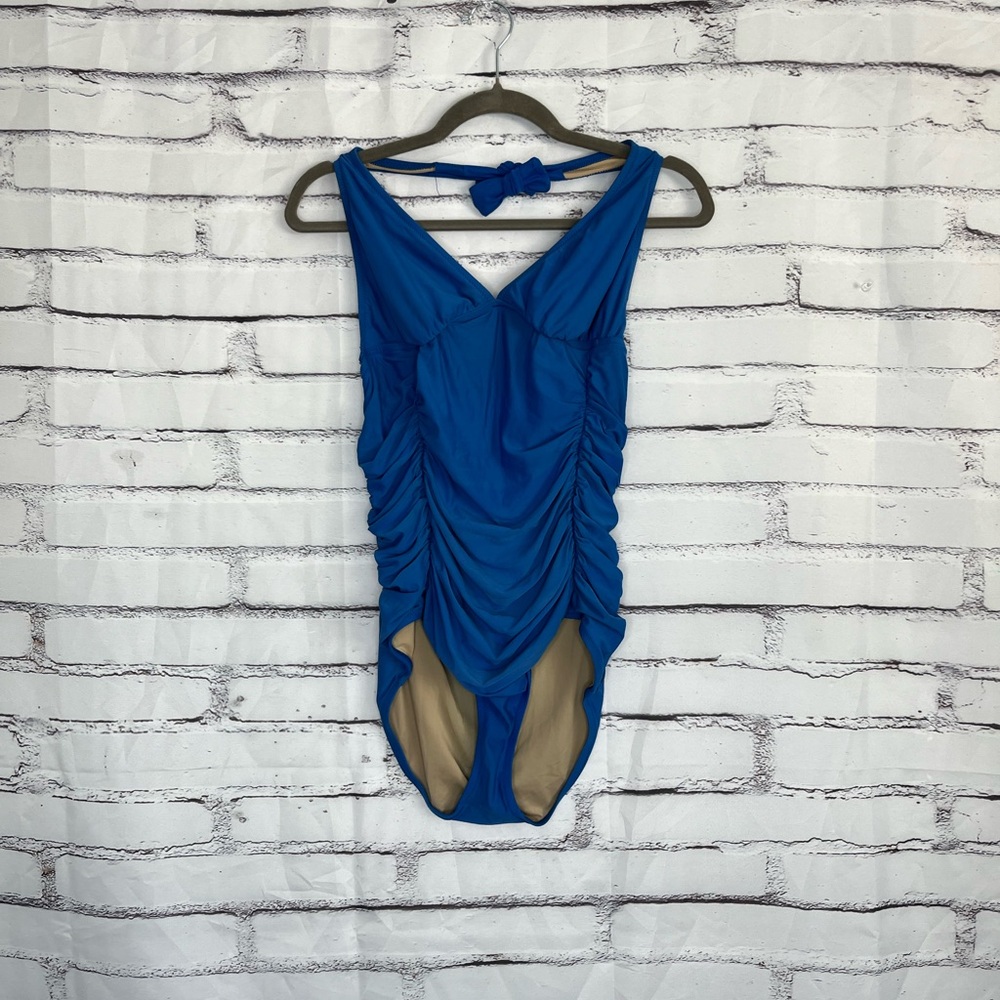 J. Crew Royal Blue Ruched One-Piece Swimsuit (Light Blue)